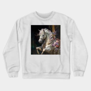 Carousel Horse White with Flowers T-Shirt Crewneck Sweatshirt